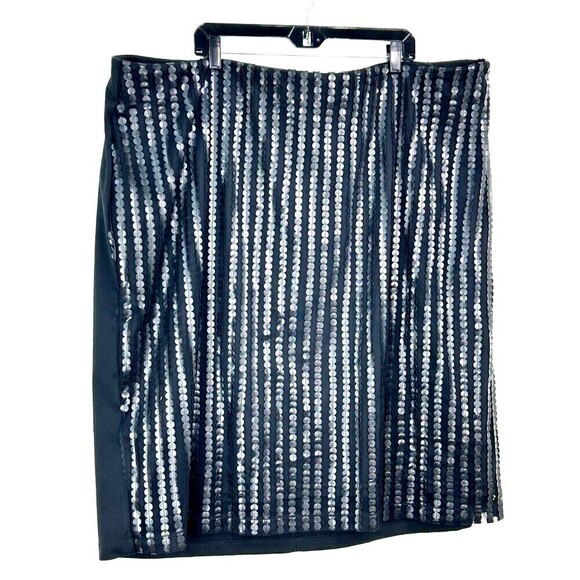 New Eloquii Women Sz 28 Straight Pencil Skirt Black Elastic Waist Back Zipper T2 - Picture 3 of 12